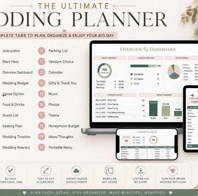 Ultimate Wedding Planner | Budget, Guest List, Seating Chart, Vendors & More
